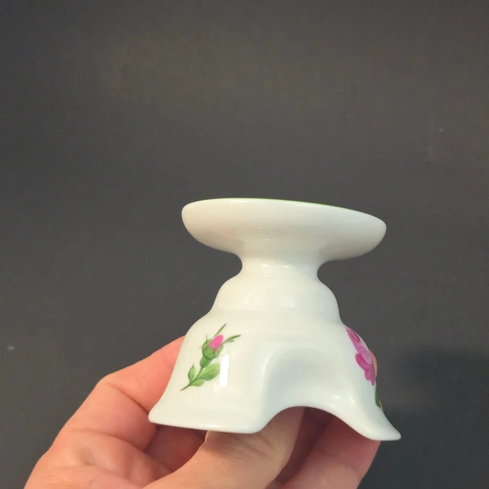 Augarten Wien Wiener Rose Candlestick Holder Vienna Porcelain 5089 Hand Painted